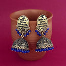 Jeweljunk Blue Beads Gold Plated Jhumki Earrings - 1309383D