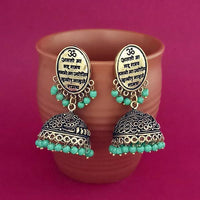 Jeweljunk Green Beads Gold Plated Jhumki Earrings - 1309383F