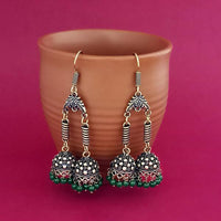 Jeweljunk Green Beads Gold Plated Jhumki Earrings - 1309385H