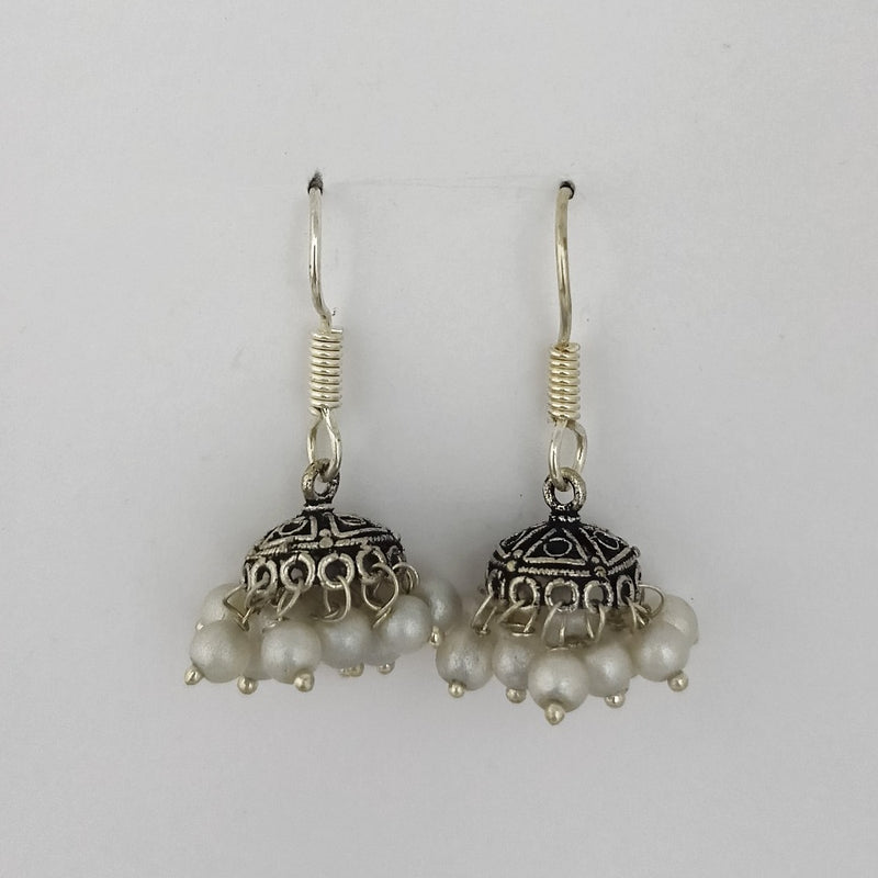 Kriaa Beads Silver Plated Jhumki Earrings