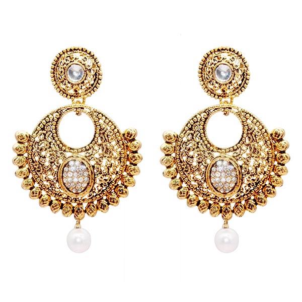 Kriaa Austrian Stone Gold Plated Dangler Earrings - 1309614B