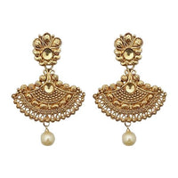 Kriaa Gold Plated Brown Austrian Stone Chandbali Earrings - 1309624