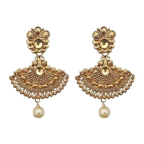 Kriaa Gold Plated Brown Austrian Stone Chandbali Earrings - 1309624