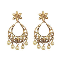 Kriaa Floral design Gold Plated Dangler Earrings - 1309630