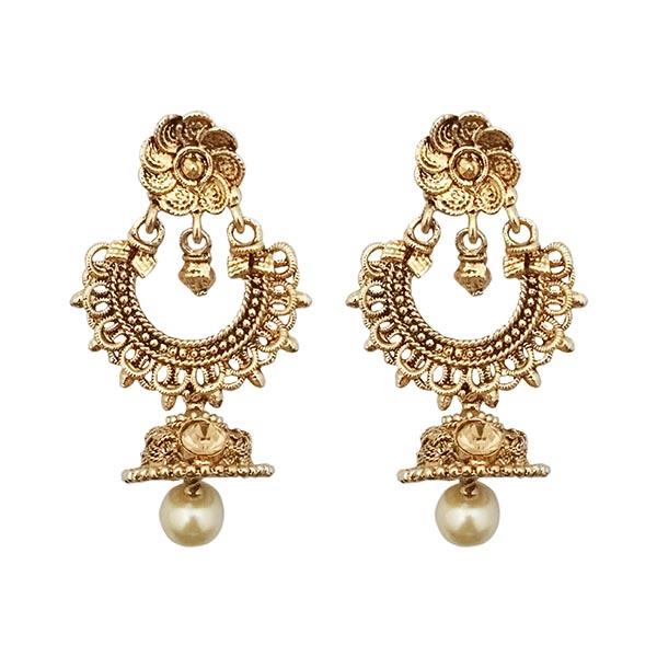 Kriaa Gold Plated Brown stone Jhumki Dangler Earrings - 1309635