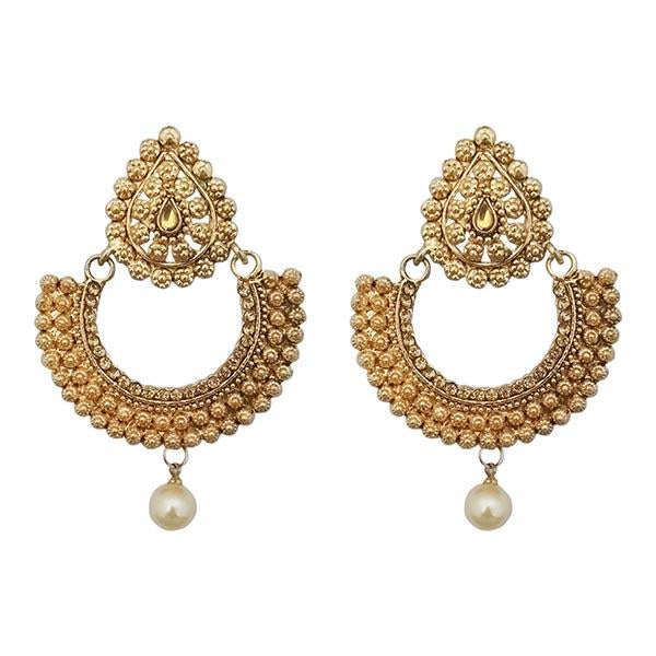 Kriaa Gold Plated Pearl Chandbali Earrings - 1309636