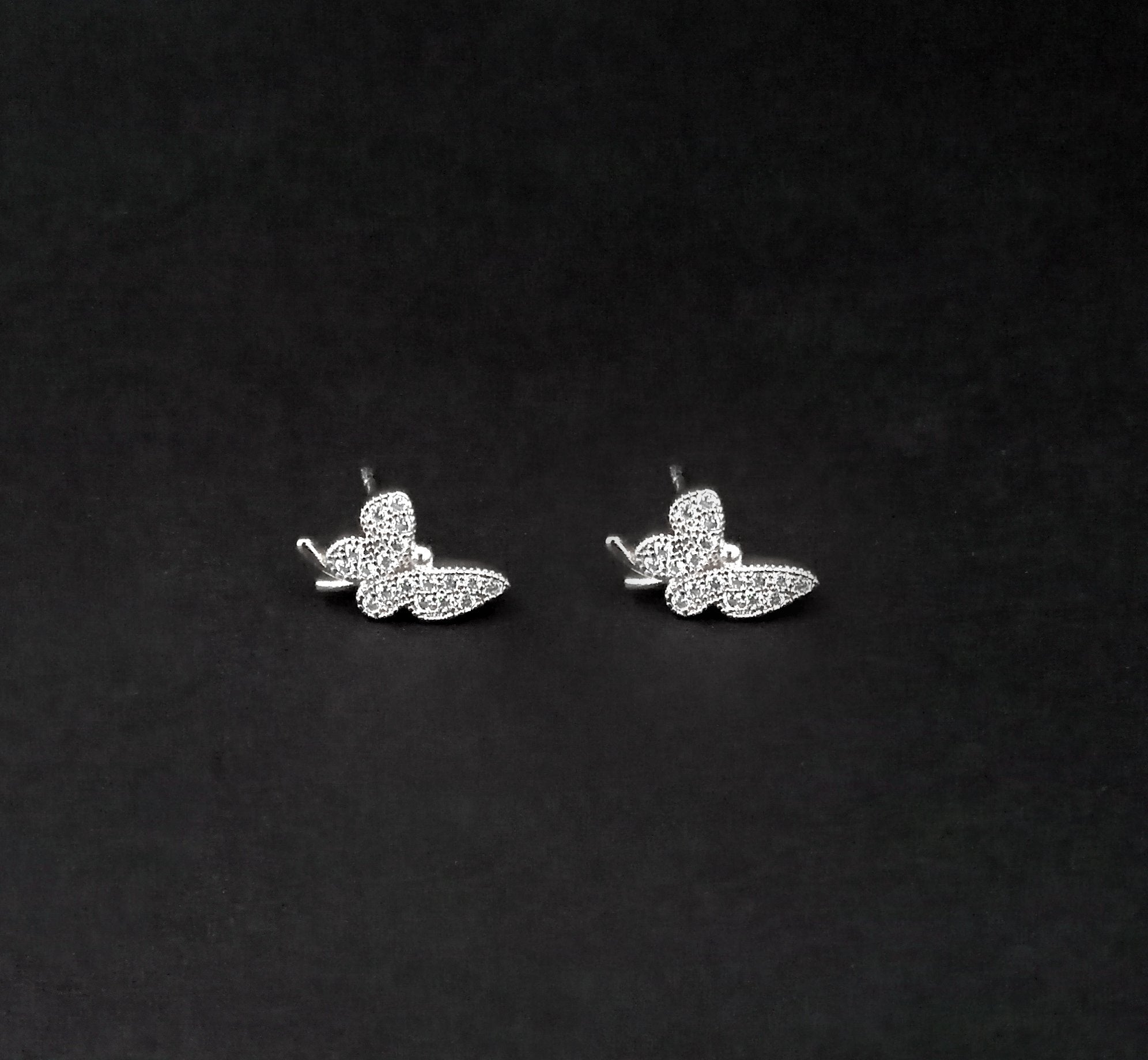 Urthn Butterfly Shape Rhodium Plated Stud Earrings - 1309911B