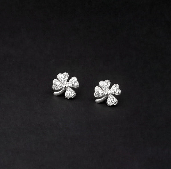 Urthn Austrian Stone Rhodium Plated Stud Earrings - 1309912B