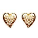 Urbana White Pearl Gold Plated Heart shaped Stud Earrings - 1310007