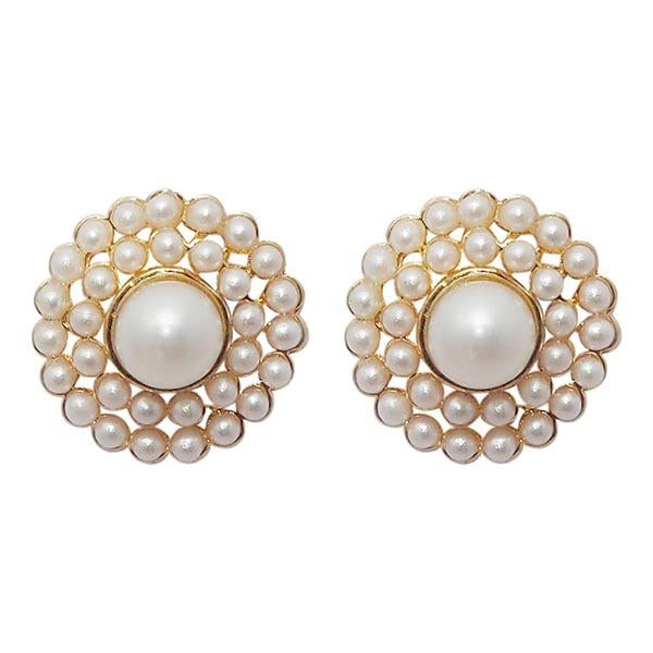 Urbana White Pearl Gold Plated Stud Earrings - 1310021