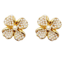 Urbana Gold Plated Pearl Floral Design Stud Earrings - 1310027