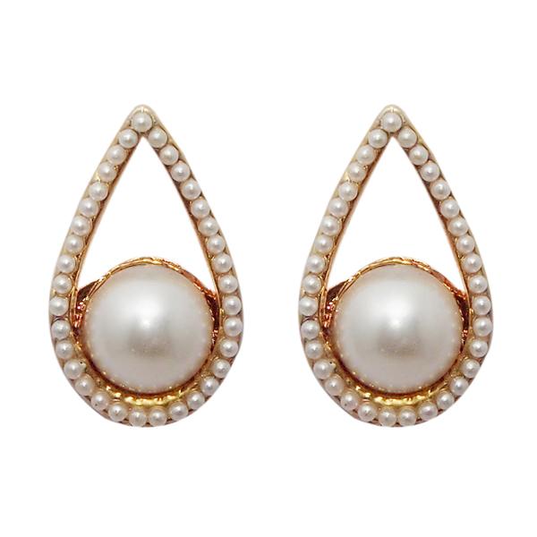 Urbana White Pearl Gold Plated Drop shaped Stud Earrings - 1310028