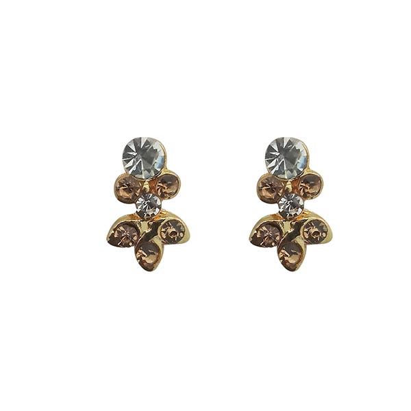 Kriaa Gold Plated Austrian Stone Stud Earrings - 1310052