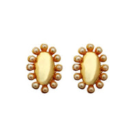 Kriaa Pearl Stud Gold Plated Earrings - 1310062