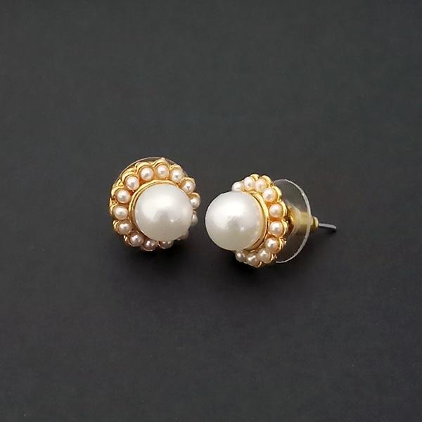 Kriaa Pearl Gold Plated Stud Earrings - 1310093