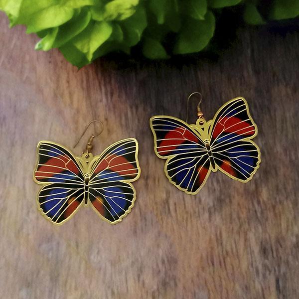 Urthn Gold Plated Multicolor Butterfly Dangler Earrings