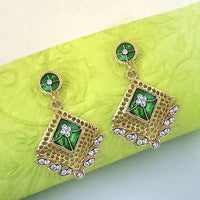 Kriaa Meenakari Austrian Stone Gold Plated Dangler Earrings - 1310302