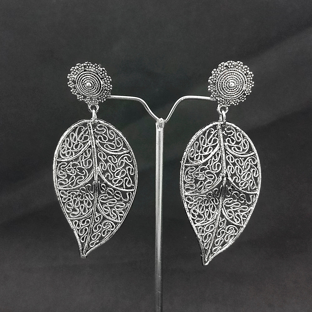 Jeweljunk Silver Plated  Leaf Design Dangler earrings