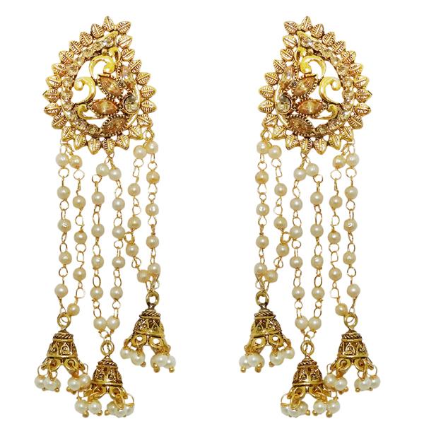 Kriaa Pearl Gold Plated Roll Chain Earrings