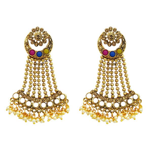 Kriaa Multi Kundan Stone Gold Plated Dangler Earrings - 1310534C