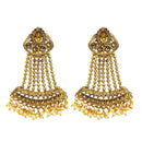 Kriaa Gold Plated Brown Austrian Stone Dangler Earrings - 1310538A