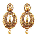 Kriaa Brown Austrian Stone Gold Plated Dangler Earrings - 1310548