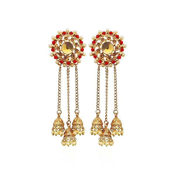 Kriaa Brown Austrian Stone Gold Plated Dangler Earrings - 1310560