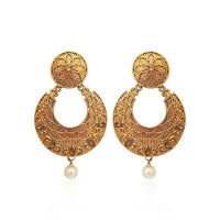 Kriaa Gold Plated Brown Austrian Stone Dangler Earrings - 1310571