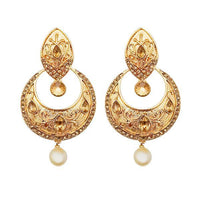 Kriaa Gold Plated Austrian Stone Brown Kundan Dangler Earrings - 1310577