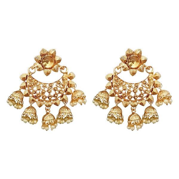 Kriaa Gold Plated Brown Kundan Dangler Earrings - 1310588