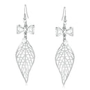 Urthn Leaf Design Silver Plated Dangler Earrings - 1310602