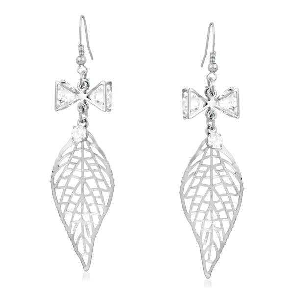 Urthn Leaf Design Silver Plated Dangler Earrings - 1310602