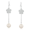 Urthn Silver Plated Stone Pearl Dangler Earrings - 1310631