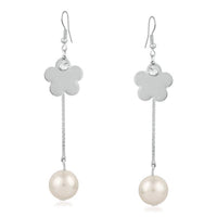 Urthn Silver Plated Stone Pearl Dangler Earrings - 1310631