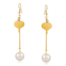 Urthn Gold Plated Stone Pearl Dangler Earrings - 1310638