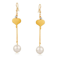 Urthn Gold Plated Stone Pearl Dangler Earrings - 1310638