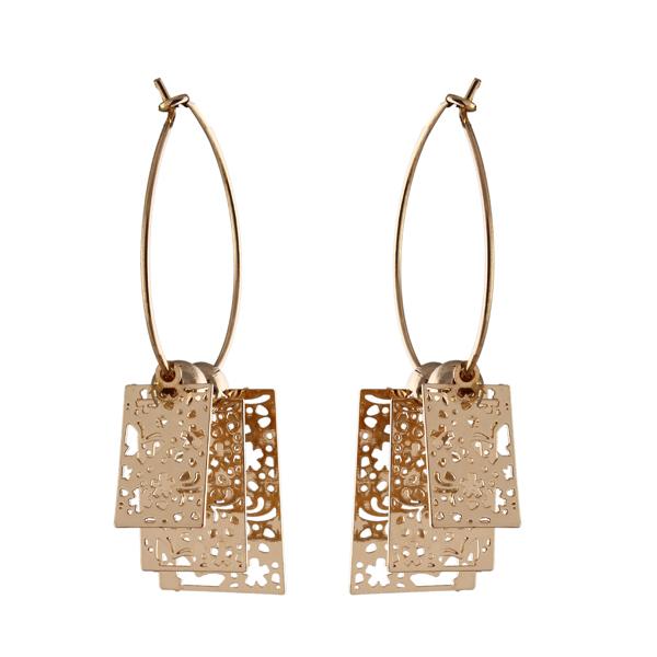 Urthn Gold Plated Rectangle Shape Dangler Earrings - 1310658A