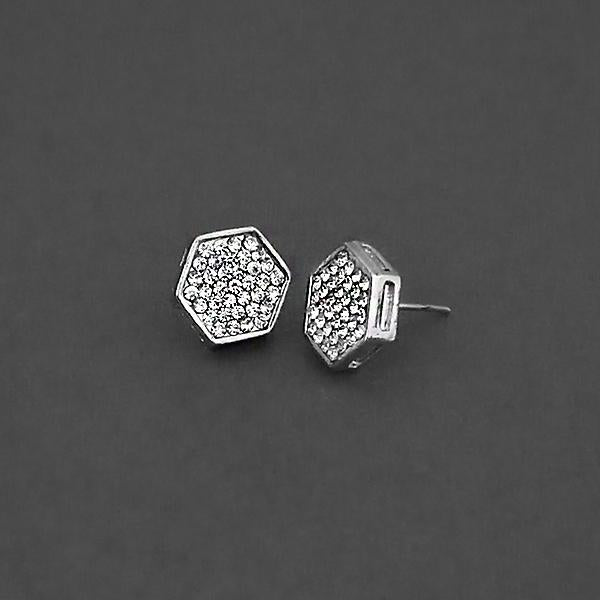 Kriaa Silver Plated White Austrian Stone Assorted Stud Earrings - 1310759