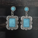 Urthn Silver Plated Beads Dangler Earrings