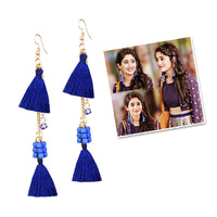 Jeweljunk Gold Plated Blue Thread Earrings - 1310909C