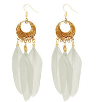 Jeweljunk Gold Plated White Feather Earrings - 1310947C