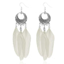 Jeweljunk Rhodium Plated White Feather Earrings - 1310948C