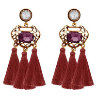 Jeweljunk Gold Plated Stone Brown Thread Earrings - 1310949D