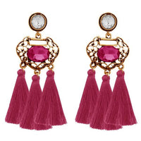 Jeweljunk Gold Plated Purple Stone Thread Earrings - 1310949F