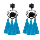 Jeweljunk Blue Thread Rhodium Plated Earrings - 1310950E