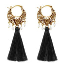 Jeweljunk Gold Plated Black Thread Tassel Earrings - 1310951A