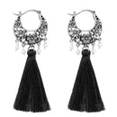 Jeweljunk Rhodium Plated Black Thread Earrings - 1310952A