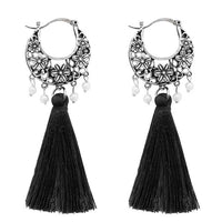Jeweljunk Rhodium Plated Black Thread Earrings - 1310952A