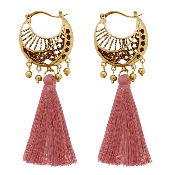 Tip Top Fashions Gold Plated Brown Thread Earrings - 1310953B