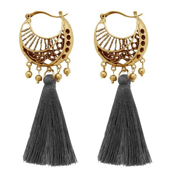 Jeweljunk Grey Thread Gold Plated Earrings - 1310953C